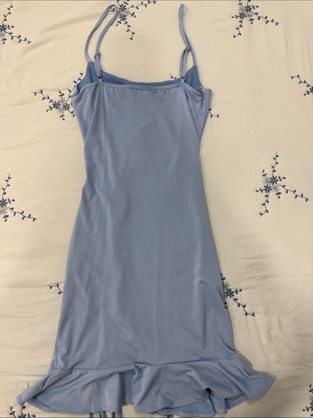 Rolla Coster Slate Blue Ruched Ruffle Slip Dress - Picture 5 of 5
